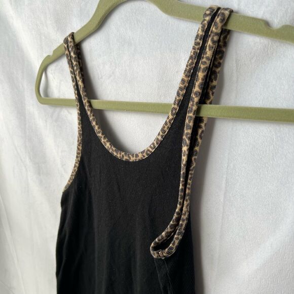 Victoria’s Secret PINK Black Ribbed Tank Top with Cheetah Detail size XS - Picture 2 of 6